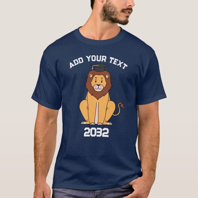 Camiseta Marinho de Graduação de Foto Personalizado e Texto (Frente)