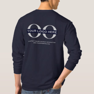 Camiseta Marinho de logotipo comercial Folha longa azul