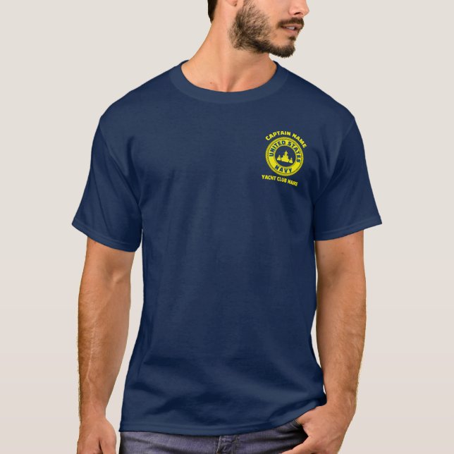 Camiseta Marinho de navio-comandante náutico de Anchor Azul (Frente)
