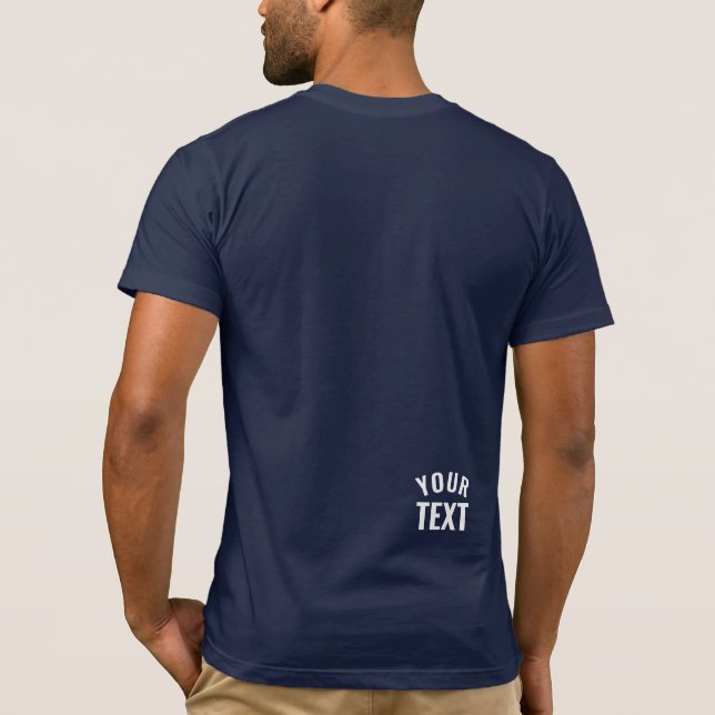 Camiseta Marinho de texto personalizável Blue Mens Modern M (Verso)