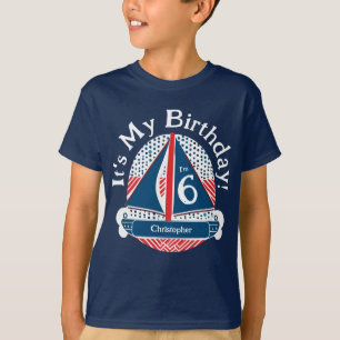 Camiseta Marinho de veleiro náutico 'É meu aniversário'