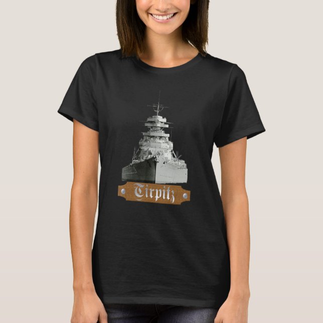 Camiseta Marinho do navio de guerra alemão Tirpitz WII (Frente)
