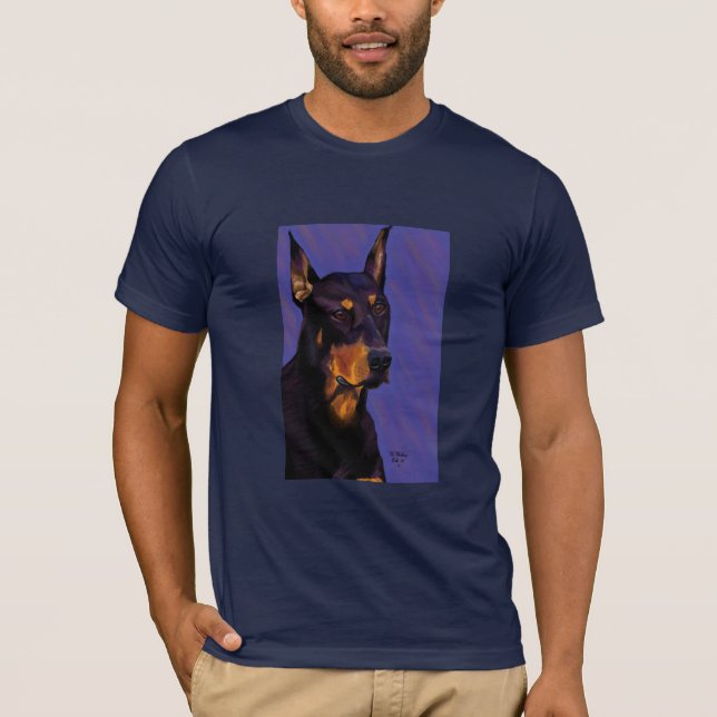 Camiseta Marinho do T do AA do Doberman (Frente)
