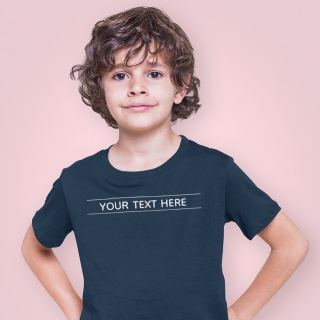 Camiseta Marinho Escuro Básico Personalizado Azul Adicionar (Custom Basic Dark Navy Blue Add Your Text Kid Boy T-Shirt)