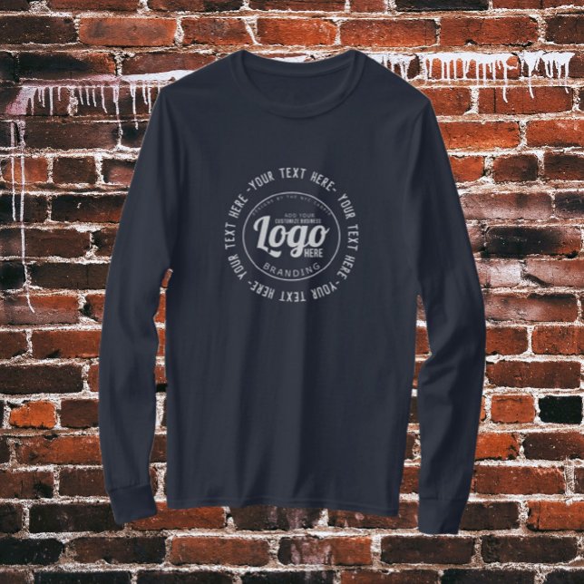 Camiseta Marinho Escuro Personalizado Logotipo de Negócio A (custom logo shirt)