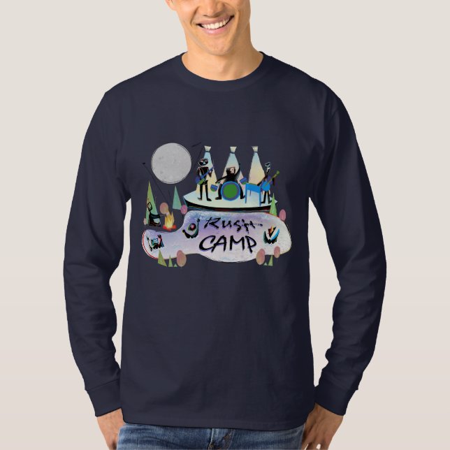 Camiseta Marinho longo básico RushCamp do t-shirt da Capa (Frente)