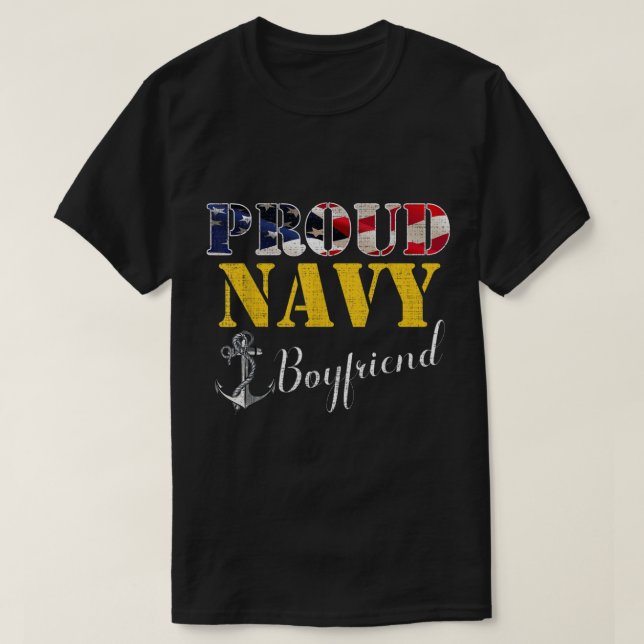 Camiseta Marinho Orgulhoso Com Bandeira Americana Para Vete (Frente do Design)