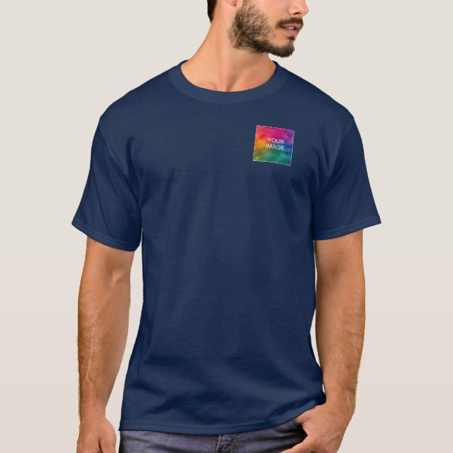 Camiseta Marinho traseiro e frontal Design Azul Adicionar i (Frente)