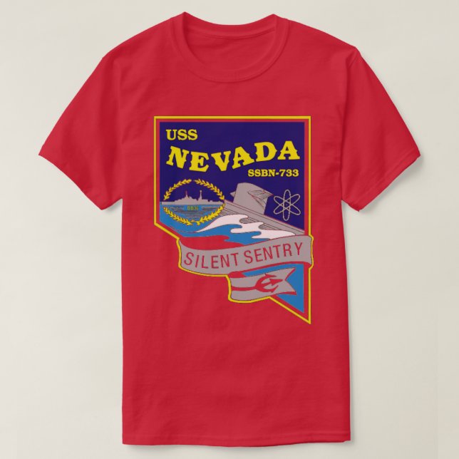 Camiseta MARINHO USS Nevada SSBN 733 Estados Unidos (Frente do Design)