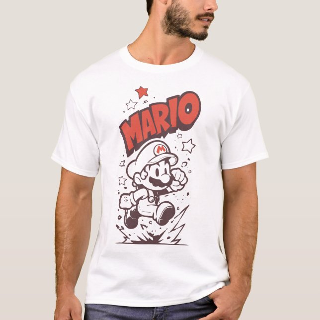 Camiseta Mario Retro Pixel Gamer Encantado (Frente)