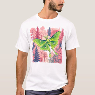 Camiseta Mariposa luna floresta rosa