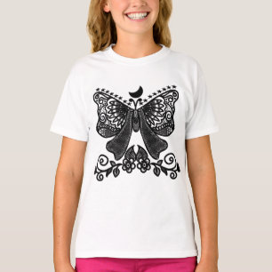 Camiseta Mariposa Luna Mística Arte de Inseto Gótico Cele