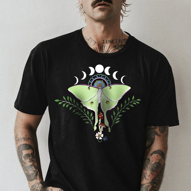 Camiseta Mariposa Lunar Etérea Verde Mística Celestial (Criador carregado)