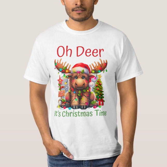 Camiseta Marisca de Natal Adorável com Santa Hat e Holida (Frente)