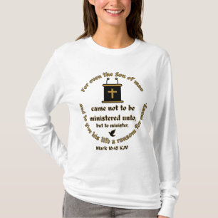 Camiseta Mark 10:45 KJV Bíblia Versa Fé com Escrituras