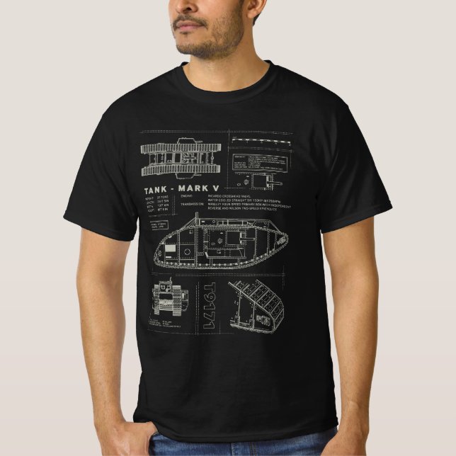 Camiseta MARK V LANDSHIP - WW1 Tank  (Frente)