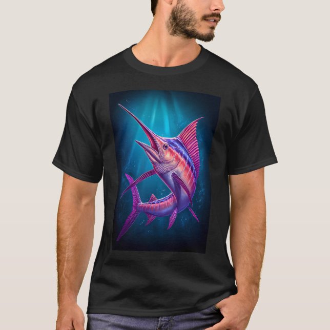 Camiseta Marlin em Água Azul Profunda (Frente)