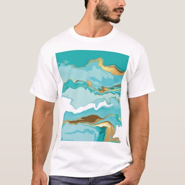 Camiseta Mármaco, ouro: fundo de abstrato. (Frente)