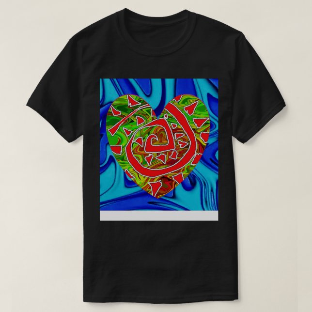 Camiseta mármore azul do coração (Frente do Design)