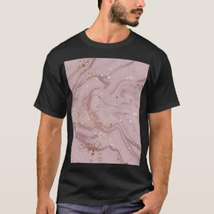 Camiseta Mármore Líquido: Artista Rosa Dourada.