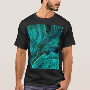 Camiseta Mármore Verde & Dourado: Textura Luxuosa