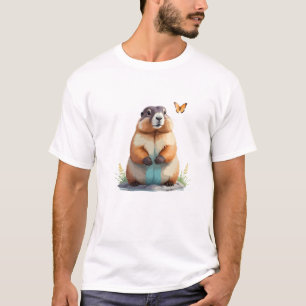 Camiseta Marmot Vetor Pintura De Animais Divertidos Adoráve