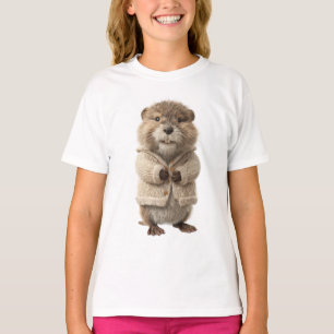 Camiseta Marmota Adorável em Cardigan de Tricô