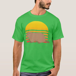 Camiseta Marmota Retro Pôr do Sol Marmota Animal Zookeeper