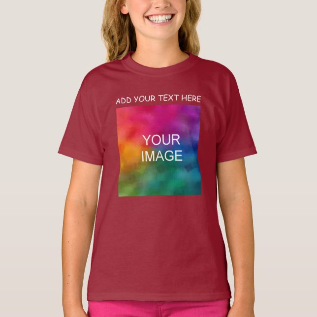 Camiseta Maroon Custom Add Your Text Photo Template Girls (Frente)