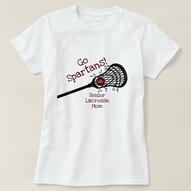 Camiseta Maroon Go Team Lacrosse Mãe (Frente do Design)