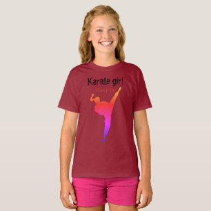 Camiseta Maroon Martial Arts Karate Girl Silhouette Modern