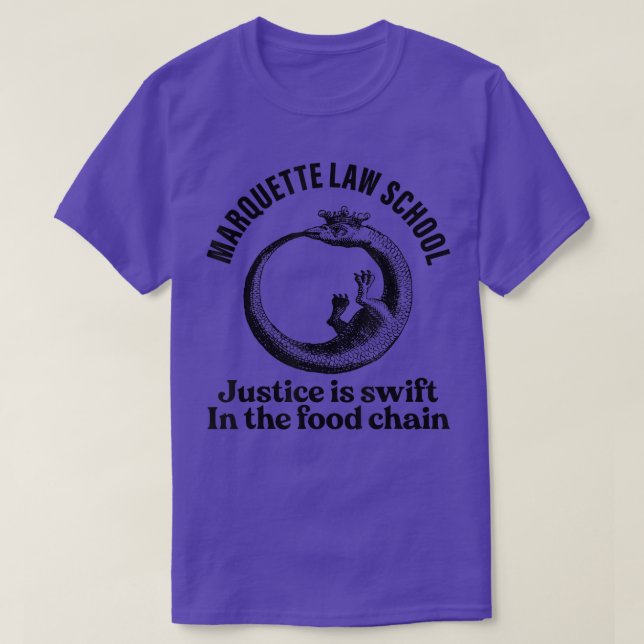 Camiseta Marquette Law School justice is swift in the food  (Frente do Design)
