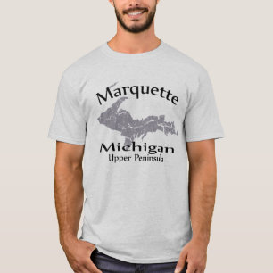 Camiseta Marquette Michigan Map Design T-shirt