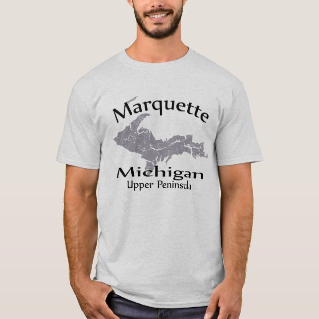 Camiseta Marquette Michigan Map Design T-shirt (Frente)