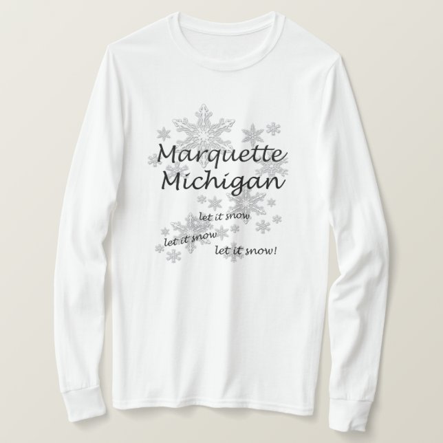 Camiseta Marquette Michigan Snowflake Snow Ladies (Frente do Design)