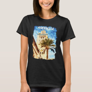 Camiseta Marrakech Marrocos Aquarela Mesquita Kutubiyya ou 