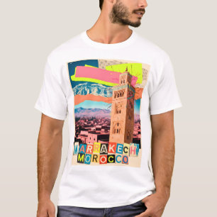 Camiseta Marrakech Marrocos Viagem Koutoubia Skyline Vintag