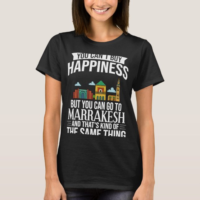 Camiseta Marrakesh Cidade de Marrocos - Skyline Map Viagem  (Frente)
