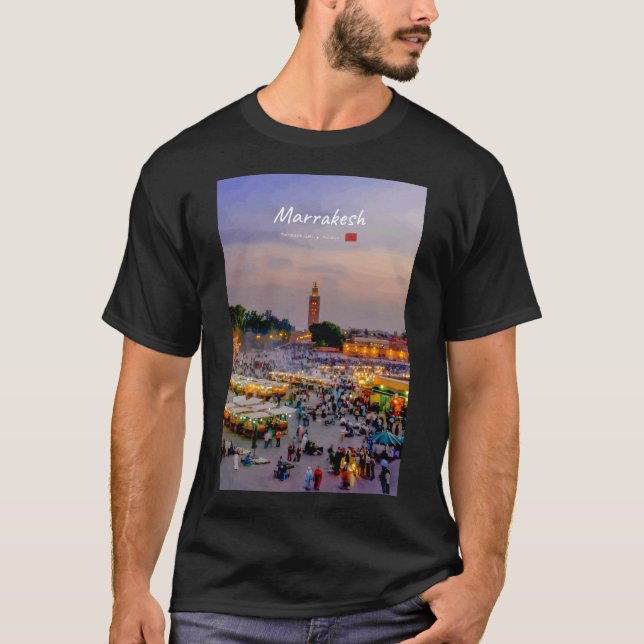 Camiseta Marraquexe, Marrocos - Praça Jemaa el Fnaa (Frente)