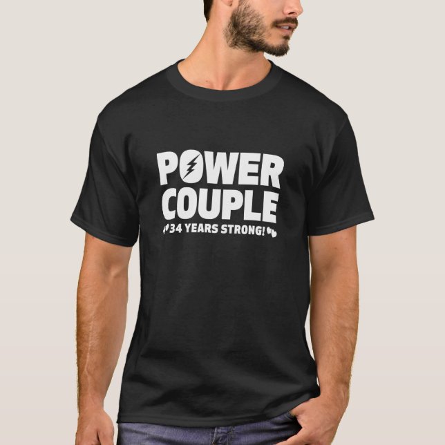Camiseta Married 34 Years Power Couple 34th Anniversary Hus (Frente)
