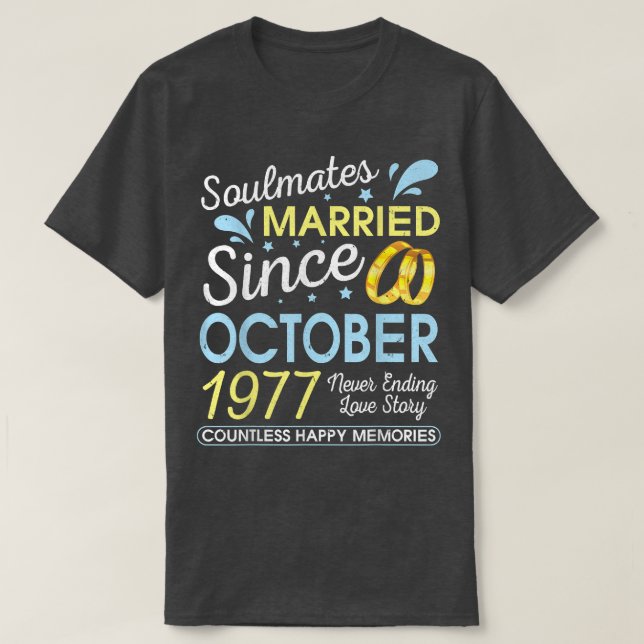 Camiseta Married Since October 1977 Never Ending 45 Years L (Frente do Design)