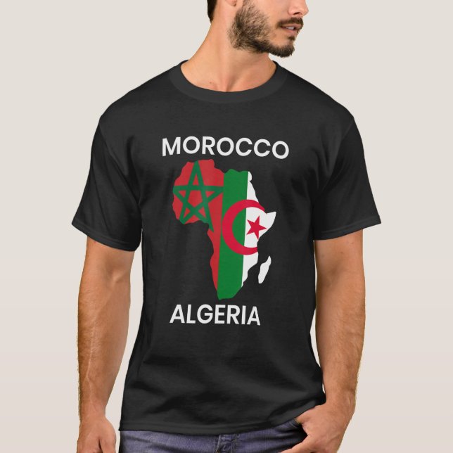 Camiseta Marrocos Bandeira da Argélia com mapa africano (Frente)