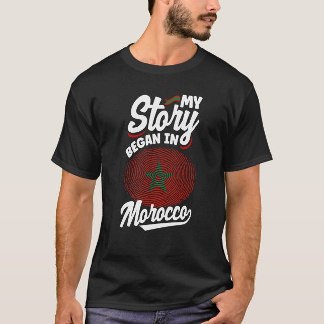 Camiseta Marrocos Bandeira Marrocos Minha História Começou  (Frente)