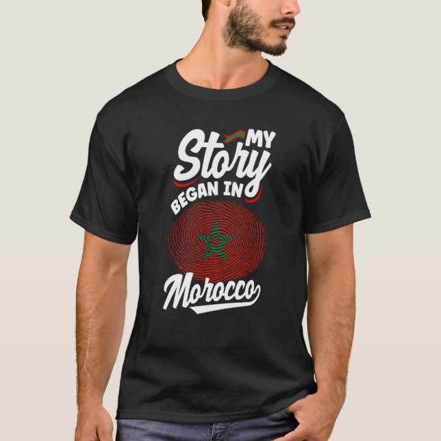 Camiseta Marrocos Bandeira Marrocos Minha História Começou  (Frente)