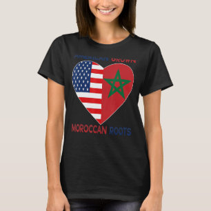Camiseta Marrocos EUA Bandeira Americana Amor Marrocos Moo