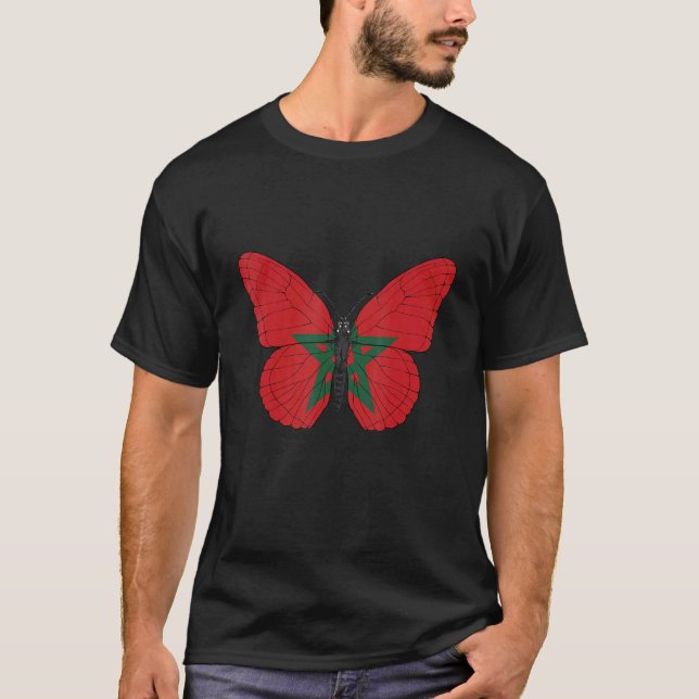 Camiseta Marrocos Flag Butterfly Graphic (Frente)