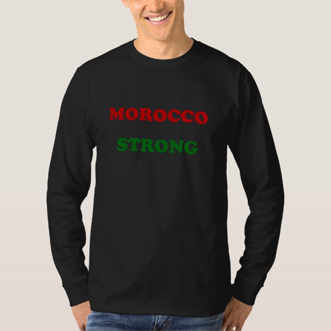 Camiseta Marrocos Forte e Unida Perda de Sismos de Apoio (Frente)