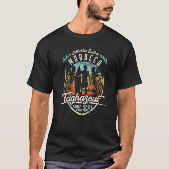 Camiseta Marrocos Surfing Surf Vintage Surfer Taghazou (Frente)