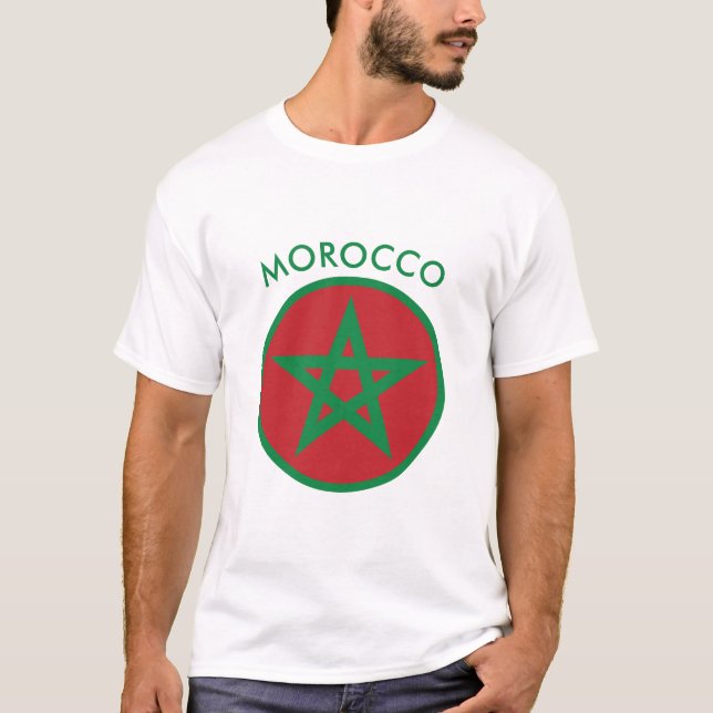 Camiseta Marrocos - T-Camisa marroquina da bandeira (Frente)