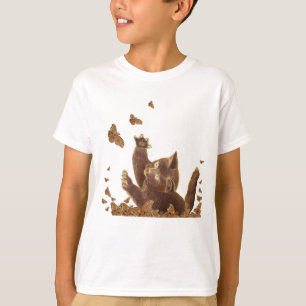 Camiseta Marrom Cat e Borboletas Noturnas